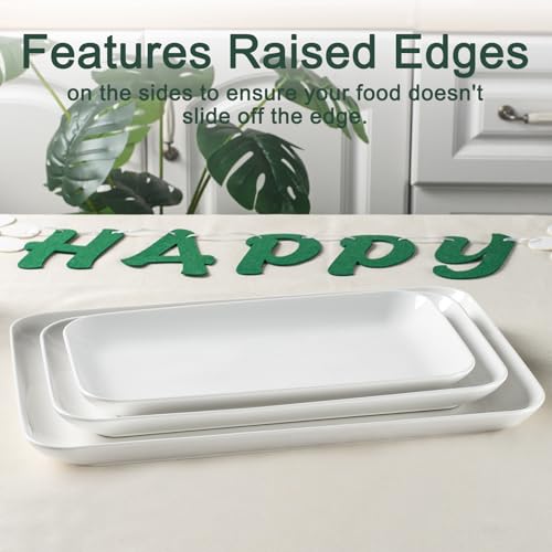 DELLING Serving Platter Set 18/16/14 Inch, Large White Porcelain Serving Trays for Entertaining, Rectangular Platters for Turkey Fruit Appetizer Party Wedding, Microwave Oven Dishwasher Safe, 3-Pack - color: White, size: 18/16/14inch