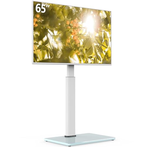AOKCOS Swivel TV Floor Stand for 32-65 Inches TVs, 8 Level Height Adjustable Corner Small TV Stand Mount for Living Room/Bedroom, Holds up to 88 lbs,MAX VESA 400x400mm,White - color: White, size: for 32"-65"