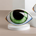 Blue Evil Eye Statue, Creative Devil's Eye Figurines,Ceramic Eye Crafts, Modern Sculptures Desktop Ornaments, Home Living Room Decorative (Green)