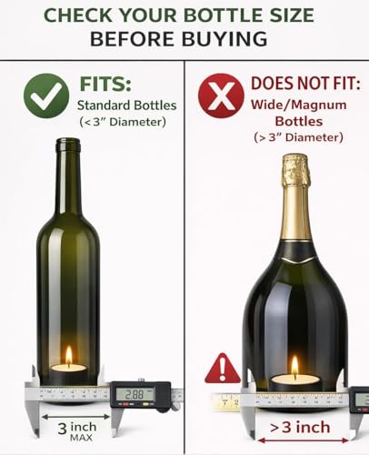AceList 4-Pack Hanging Candle Holder for Cut Glass Bottles – Rustic Black Iron DIY Wine Bottle Lantern for Patio, Wedding, Halloween, Christmas Décor & Gift - color: 3.0" Diameter - Black, size: Pack of 4