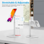 OMOTON Cell Phone Stand, Adjustable Angle Height Desk Phone Dock Holder for iPhone Air 17 Pro Max/Plus/XS/XR, Samsung Galaxy S20 / S10 / S9 / S8 and Other Phones (3.5-7.0-Inch) - color: Silver