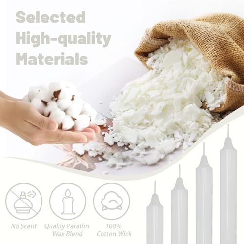 NJAO HOO White Candlesticks 8 Inch Unscented Taper Candle Dripless Handmade Colored Candles for Home Decor Dinner Table Kitchen and Bedroom, 4 Pack - color: White, size: 8 In