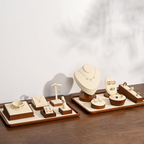 Oirlv Single Finger wooden ring display stand Jewelry Showcase Display Holder (Creamy-white) - color: Creamy-white