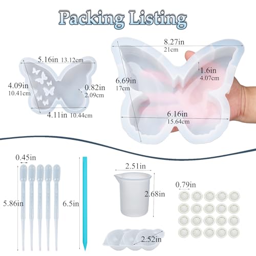 Resin Silicone Mold 8 inch & 5 inch Butterfly Epoxy Resin Molds Kit with Tools DIY Mom's Day Christmas Ornaments Craft Casting Mould for Wedding Bouquet Preservation Insect Specimen Bookend Home Decor - color: 2pcs Butterfly Molds Set