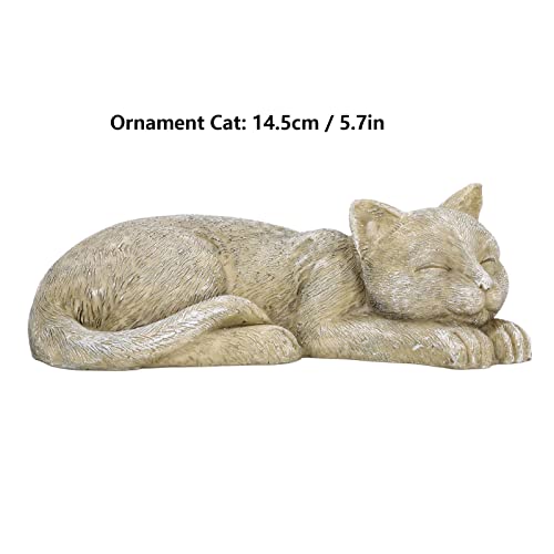 Hapivida Cats Memorial Stone, 5.5in Cat Garden Statue Pet Statues Gift Figurine Sculpture Sleeping Cats Decoration - size: Brown Cat