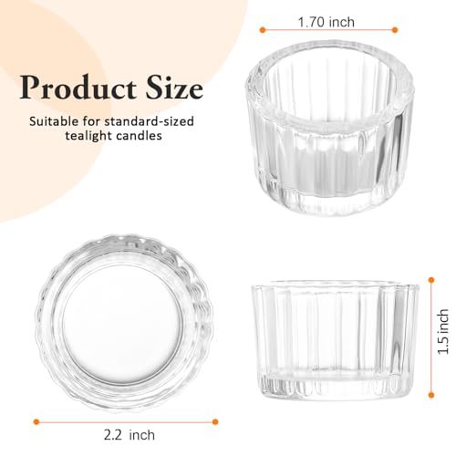 GOLDEAL Round Tealight Candle Holders,Set of 24 Clear Thick Glass Tea Light Candle Holder Decor,Candlestick for Wedding Decor,Party,Baby Shower Party,Bridal Shower Party,Table Centerpiece, Home Décor - color: Clear