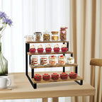 ELITEROO Wood Display Stand, 4 Tier Perfume Stand Organizer, Display Riser for Food, Tiered Cupcake Stand Risers, Table Display Shelf for Vendors Event, Candles, Tumblers, Soaps