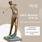 22.8'' Golf Man Bronze Statue, Classical Golfer Bronze Figurine Sculpture with Marble Base Modern Art Crafts for Home Office Decor Gift - size: 22.8"Man