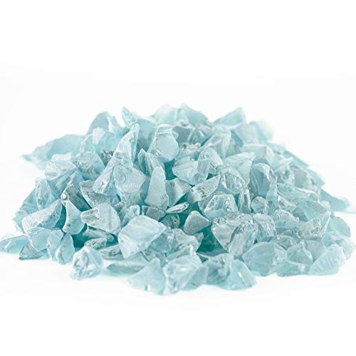 CYS EXCEL Frosted Light Blue Sea Glass (4 LBS, Approx. 6 Cups) | Multiple Color Choices Crushed Glass Vase Filler | Aquarium Nautical Decor for Art Crafts - color: Frosted Light Blue, size: 4 LBS
