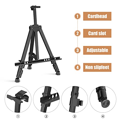 Art Painting Display Easel Stands - Portable Adjustable Aluminum Metal Tripod Artist Easels with Bags, Height from 17" to 66", Extra Sturdy for Table-Top/Floor Painting, Drawing, and Displaying, Black - style: Black - 2pack