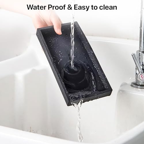 Bathroom Vanity Tray, 11.8 x 5 Inch Silicone Kitchen Sink Tray for Perfume Soap Towel Bathroom Accessory for Soap Dispenser Bathroom Countertop Trays, M, Black - color: Black, size: 11.8" x 5" x 0.7"