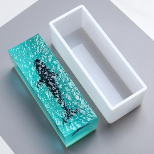 Rectangle Silicone Resin Mold with Wooden Frame Reusable Epoxy Mold for DIY Flower Preservation, Resin Bookends, Home Decor and Craft Projects (6x2x1.9in) - color: 6x2x1.9in