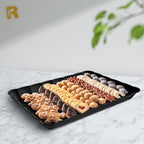 6 Pack Black Plastic Serving Trays - 9 x 13 Party Serving Trays and Platters - Black Serving Tray - Serving Platter Tray for Party - color: Black