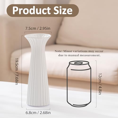 SURE YUESI 7.68” White Ribbed Ceramic Vase, Minimalist Farmhouse Vase for Pampas Grass, Centerpiece, Coffee Table, Kitchen, Office & Home Decor - color: White