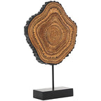 Deco 79 Resin Tribal Decorative Sculpture Abstract Carved Home Decor Statue with Black Stand and Wavy Edge, Accent Figurine 11" x 3" x 17", Brown