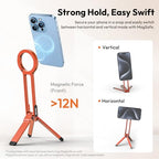 ULANZI MA30 Magnetic Phone Tripod Stand for iPhone - Aluminium Maglock Smartphone Mini Tripod Pocket Cell Phone Stand Strong Magnet Quick Mount Compatible with iPhone 17 16 15 14 13 12 Series, Orange - color: Orange