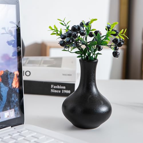 Black Ceramic Bud Vase Set of 5, Mini Vases for Flowers, Decorative Small Vases for Home Decor, Boho Wedding Centerpieces, Living Room, Dining Table & Shelf Decor - color: F-small Black Vase Set of 5
