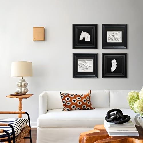 FOLKOR LIFE Framed Black and White Wall Art Sculpture with Cherub Angels Modern Classical Decor, Roman Greek Mythology Framed Plaster Relief Wall Decor for Room, Hallway, Entryways, New Home Gift - color: Figure 1