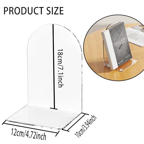 Lulonpon 6 Pieces Book Ends, Bookends, Books End for Shelves, Books End for Heavy Books, Clear Bookends, Acrylic Book Ends for School, Library,Desktop Organizer and Book Shelves - color: Clear