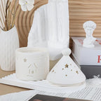 Ceramic House Christmas Decoration Tealight Holder Handmade Candle Holder Matt White for Mantel Windows Decoration