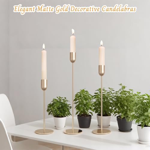 18 Pcs Glod Candle Holders Set, Vintage Taper & Pillar Candle Sticks for Wedding, Dining Table, Fireplace Mantel, Elegant Home Decor, Housewarming Gift, Festive Centerpiece - color: Gold, size: 18 pcs