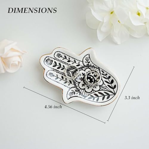 Gifts For Women Hand Ceramic Jewelry Dish Tray, Vanity Ring Dish Ceramic Jewlery Trays Trinket Ring Holder,Room Decor Aesthetic,Decorative Vanity Key Tray (Hand) - style: Hand