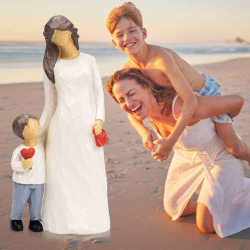 kullder Mother and Son Figurines Statues, Mom Gifts from Son, Mother of The Groom Gift, Mothers Day, Christmas, Birthday Gifts for Mom, Boy & Moms Sculptures, Memorial Gift for Loss of Child - color: Mother and Son Figurines