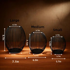 3-Piece Black Candle Holder Set – Modern Metal Wire Black Candlestick Holders for Pillar Candles, Decorative Round Cage Candle Lanterns for Table, Shelf, or Home Décor