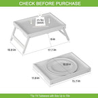 Youpehom Bed Tray Table with Folding Legs,Bamboo Breakfast in Bed for TV Table,Tray,Eating,Snack Tray,Laptop Computer (White, Medium) - color: White, size: Medium