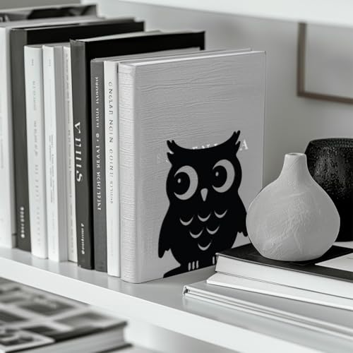 Peacoblue Metal Bookends for Shelves, Modern Decorative Heavy Duty Study Book Support Stoppers for Office, Desk, Shelf, Room 5.3"x4.3"x5.9" Cast Iron Simple Tall Bookends, 1 Pair (Owl) - color: Owl
