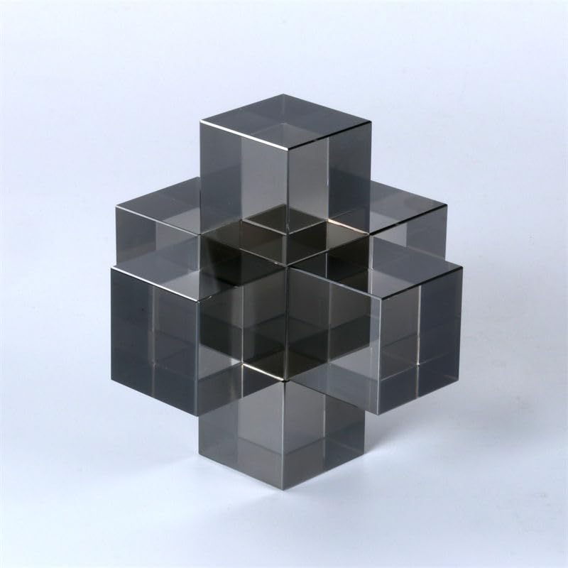 Modern Minimalist Crystal Glass Geometric Statues Ornaments - Versatile Indoor Decor, Perfect for Gifting, Home Decorations (Transparent Black)