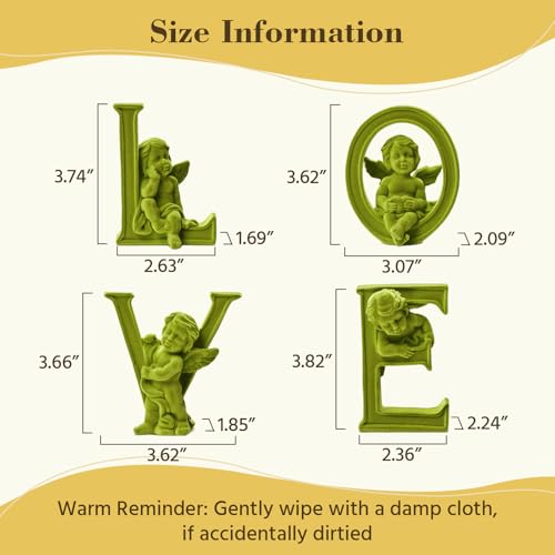 Cupid Statue Velvet Flocked Sculpture Anniversary Wedding Gifts, Cherub Angels Statue Romantic Love Figurine Spring Decor for Home, Living Room, Bookshelf, Coffee Table Decor (Green) - color: Cupid-green