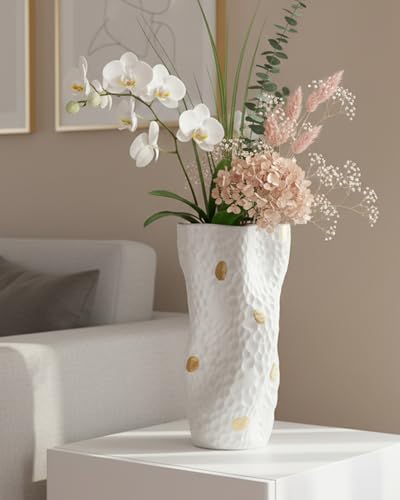 Ceramic Vases for Home Decor, 9.9 Inch Organic Nature Twisted Shape, OOSTONEE Gold Modern Wabi Sabi Unique Flower Vase for Home, Living Room, Bedroom, Dining Table, Centerpiece Decor - color: Gold