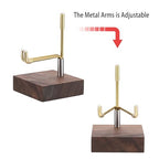 Hipiwe Adjustable Metal Arms Display Stand Easel with Wooden Base - Small Display Easel Holder for Displaying Fossil Coral Geodes Rock Mineral Agate Plate Seashell and Photos, 2"x2"x3.2"
