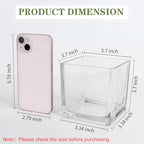 1 Pack Square Glass Vase 4" x 4" x 4", Clear Flower Vase for Centerpieces, Candle Holder for Wedding Party Events, Home Décor - size: 4inch