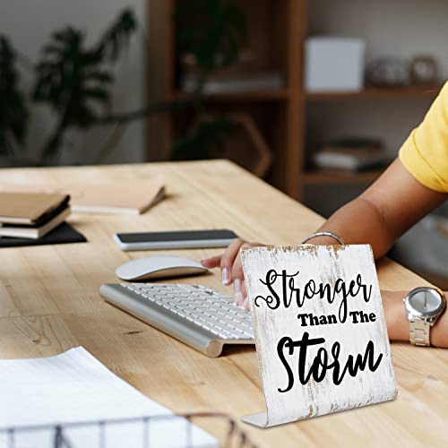 Inspirational Quotes Decor Gifts for Women, Motivational Desk Sign, Decoration On Shelf Table Desk for Living Room Home Office Gift for Sisters Friends Nurse Worker Daughter Son Coworker dksg9 - style: stronger than the storm