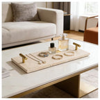 Napkin Holder - Guest Towel Holder for Bathroom - Travertine Stone Paper Towel Holder - Hand Towel Tray with Gold T-Handle(11.8x4.7x1.7 Inchs) - color: Yellow