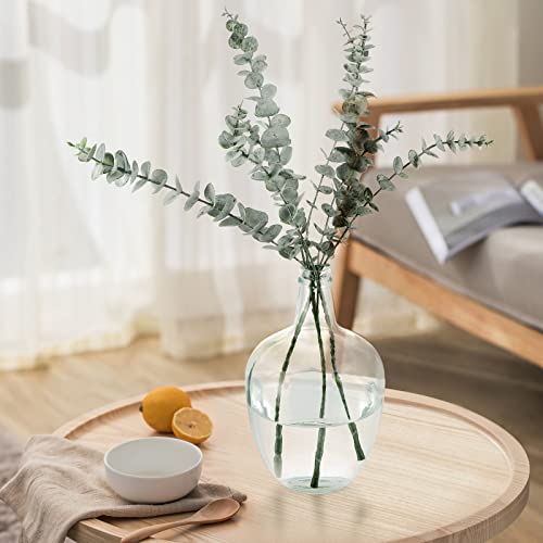 MDLUU Glass Jug Vase 10" Tall, Clear Flower Vase, Decorative Bottle Vase for Dining Room, Bedroom, Bathroom, Mantel - style: without twine rope
