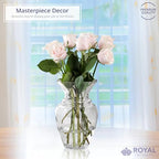 Royal Imports Glass Flower Vase Clear Modern Decorative Centerpiece Urn Wide Mouth Classic Everyday Rose Gathering Wedding Table Bouquet Holiday-Stripes