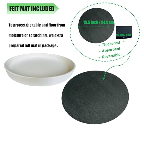 Plant Saucer White Ceramic Deep Pot Tray - 1 Pack 15 inch, Planter Saucers Water Drip Trays for Indoors Outdoor, Thick Durable Sturdy Flower Pot Saucers for Glazing Pots Base, (15"/13.5"-Size) - color: White, size: 15in 1pack