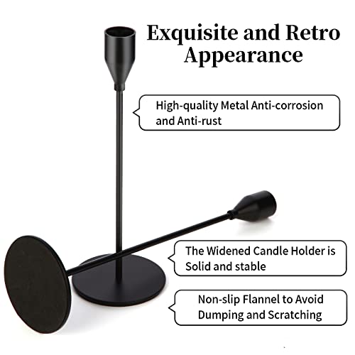 Oatnauxil Matte Black Candle Holders Black Candlestick Holders Metal Candle Holder for Wedding, Dinning, Party, Fits 3/4 inch Thick Candle&Led Candles (Set of 6 Pcs) - color: Matte Black