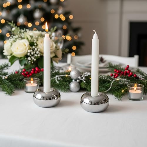 Silver Modern Doughnut Shaped Candlestick Holder, Small Decorative Taper Candle Holder for Bathtub Bedroom Livingroom - size: 1 Pack