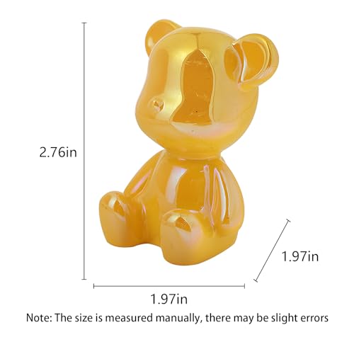 Small Bear Figurines Animal Sculpture Home Décor for Living Room Bedroom Office Statues Desktop Cabinets Tabletop Decor for Women Mom Birthday Gift(Yellow) - color: Yellow
