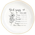 Christian Gifts for Women, Bible Verse Ceramic Jewelry Dish Trinket Ring Tray, Inspirational Floral Gift for Mom Sister Friend Birthday Christmas-God Says You are (White-God Says3) - color: White-God Says3
