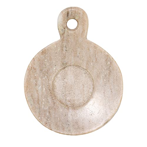 Creative Co-Op Hand-Carved Marble Dish with Handle, Beige - color: Beige, size: 5" x 4"