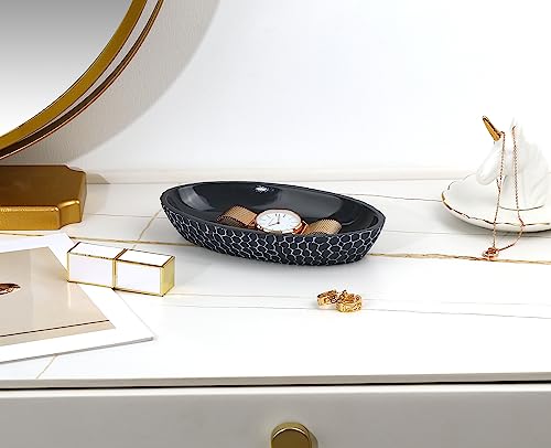Emibele Jewelry Dish, Honeycomb Resin Ring Holder Jewelry Tray Key Bowl Decorative Trinket Dish for Vanity Entryway Table Home Decor, Gray - color: Gray