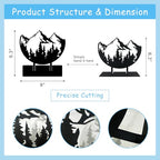 Metal Mountain Table Top Decor, Forest Decorative Sign, Woodland Tabletop Decor, Tabletop Decorative Accents, Travel Adventure Table Centerpiece for Home Farmhouse