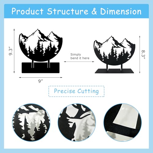Metal Mountain Table Top Decor, Forest Decorative Sign, Woodland Tabletop Decor, Tabletop Decorative Accents, Travel Adventure Table Centerpiece for Home Farmhouse