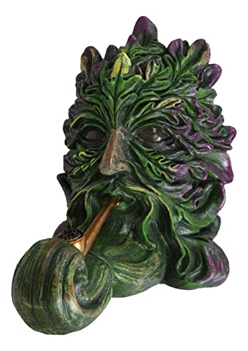 Ebros Gift Mythical Forest Tree Spirit Ent Celtic Greenman with Cigar Pipes Decorative Bookends Figurine Pair Set Wicca Horned God Sculptural Bookend Library Bookshelf Accent