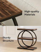 LITTLE TREE End Table, 3-Tier Side Table, Slim Sofa Side Table for Living Room, Tall Bedside Table Nightstand for Bedroom, Rustic Brown and Black - color: Rustic Brown